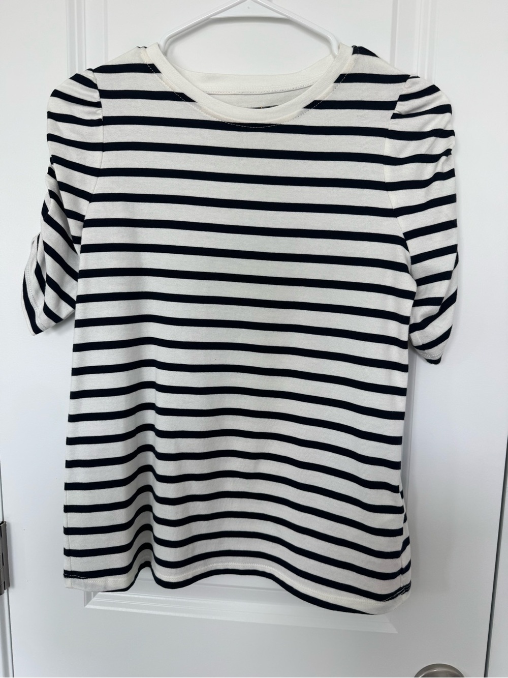 Kate Spade Black and White Striped Puff Sleeve Tee